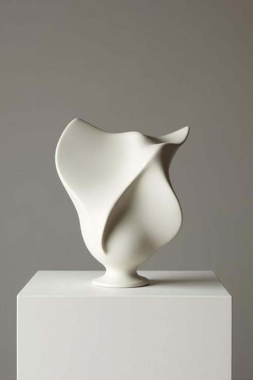 Abstrakte Keramik Skulptur in beige und braun